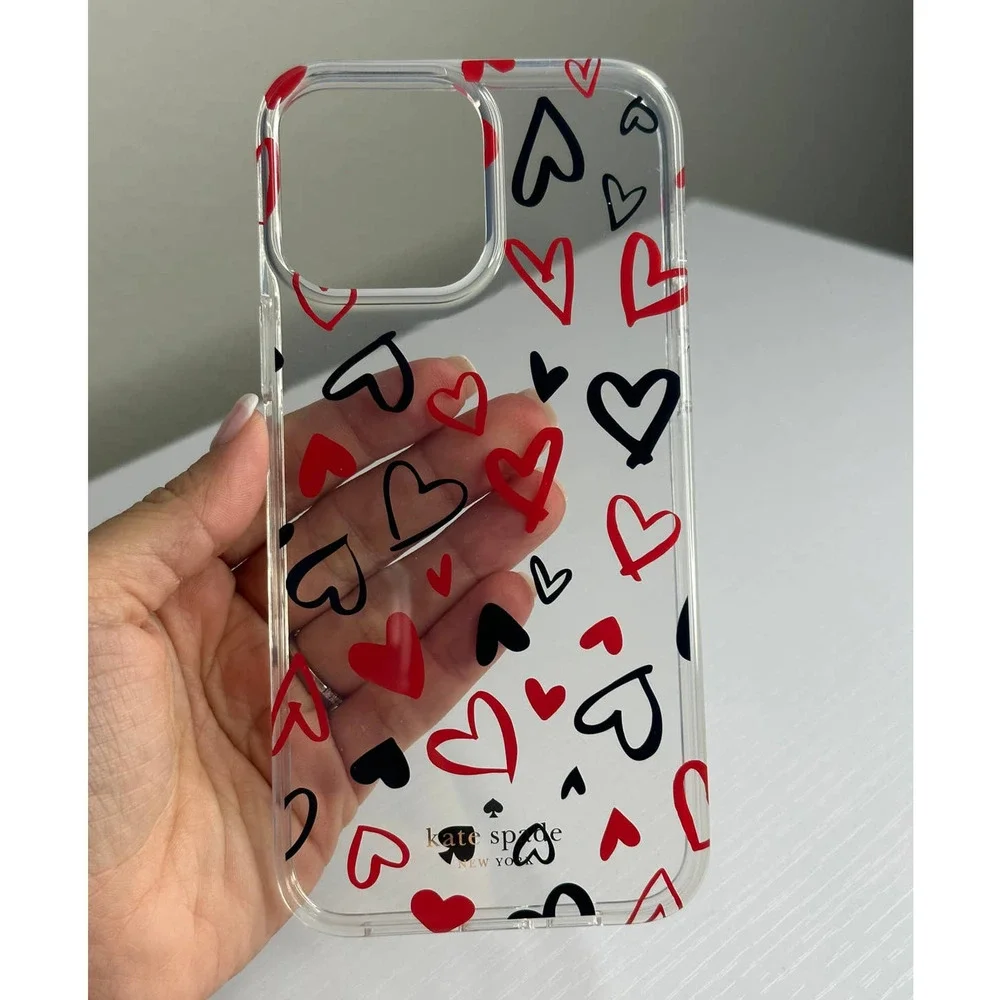 Kate Spade Hearts Clear Resin iPhone 13 Pro Case - Damage box